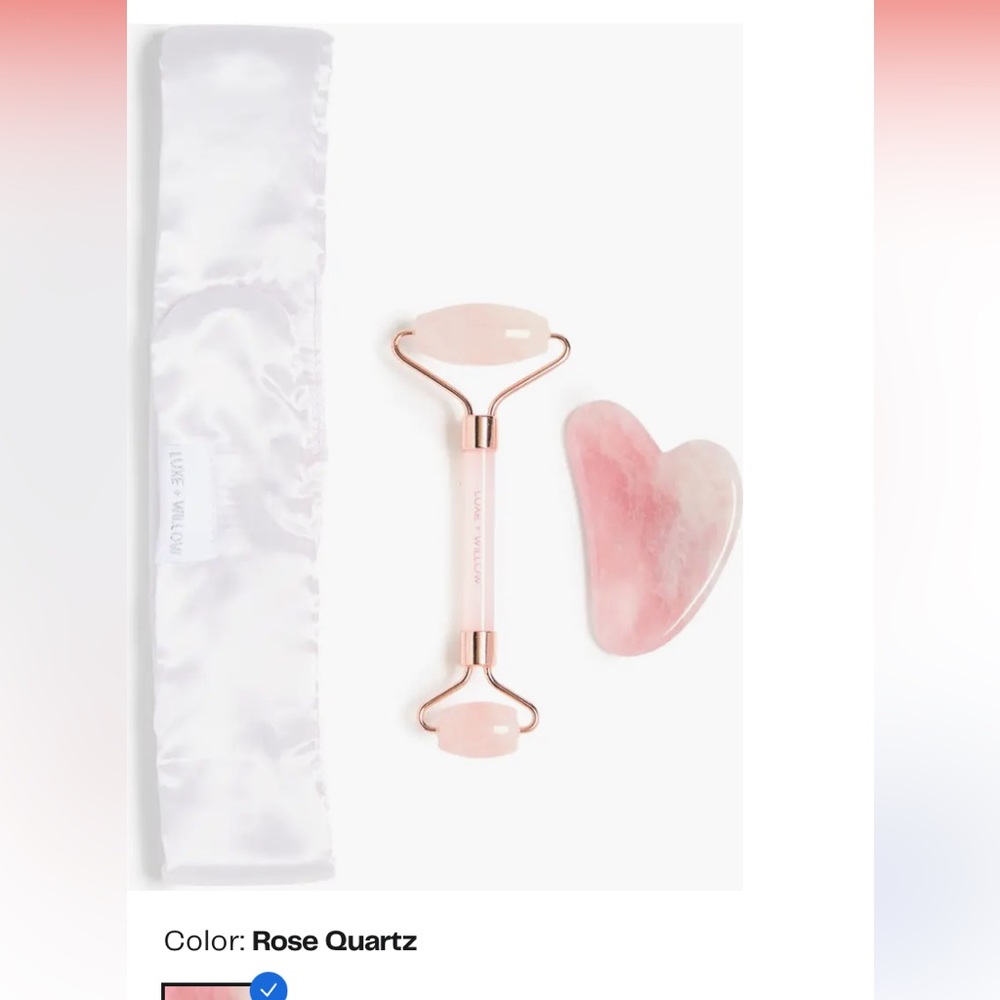 Luxe + Willow rose quartz facial massagers and headband set NIB